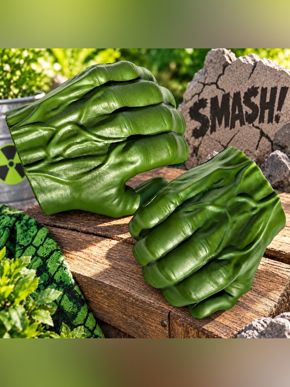 Hulk Green Muscle Fist Costume Gloves Kids Superhero Dress-Up